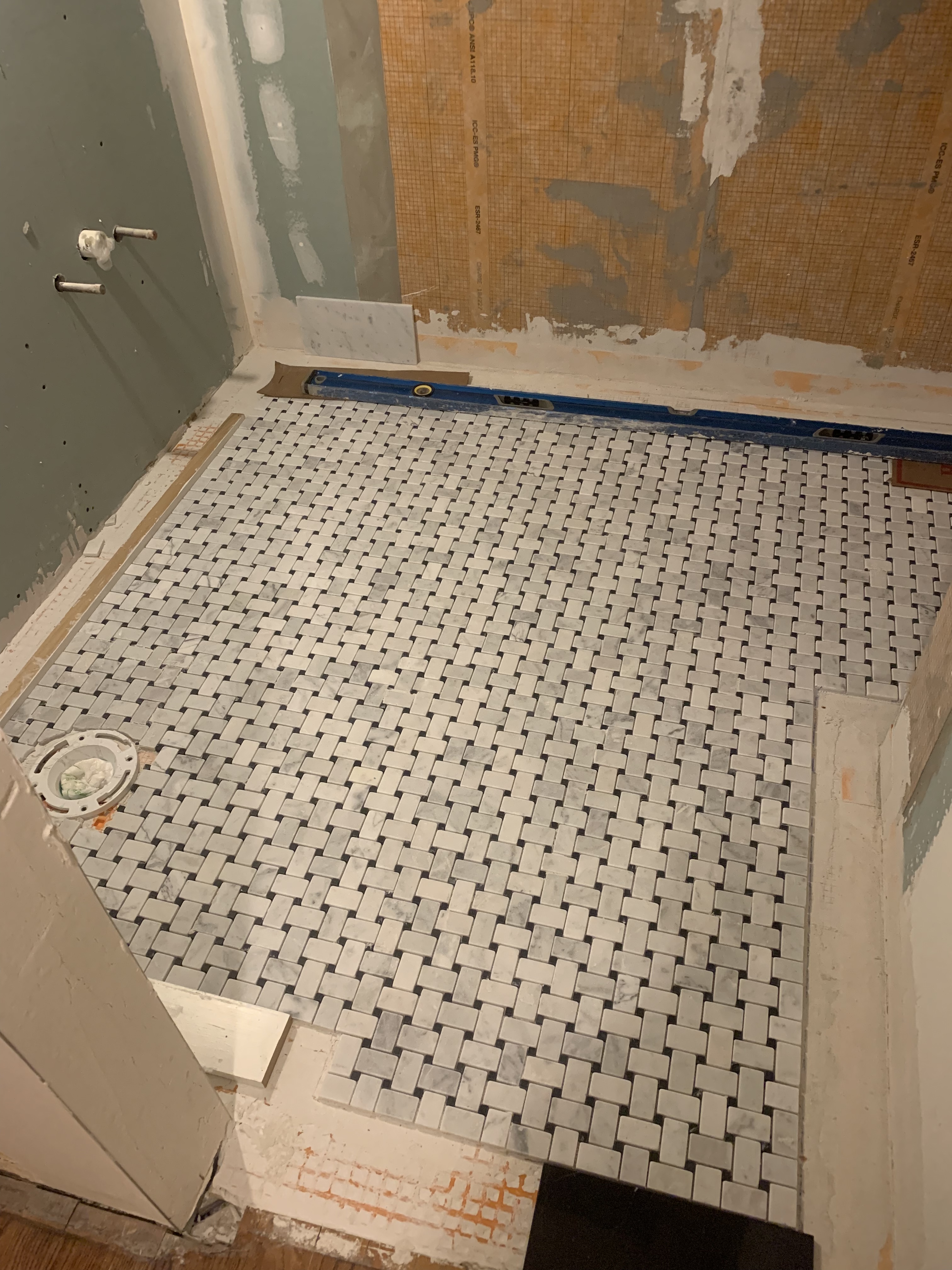 Field tile bathroom floor _3-29-19